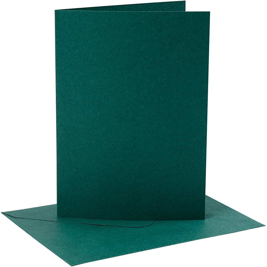 Creativ company cards and envelopes, card size 12.7x17.8 cm, envelope size 13.3x18.5 cm, 230 gr, dark green, 4 sets in 1 box