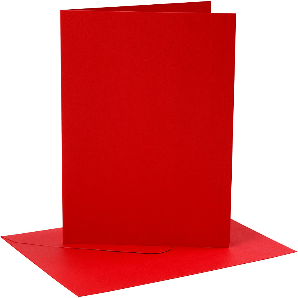 Creativ company cards and envelopes, card size 12.7x17.8 cm, envelope size 13.3x18.5 cm, 230 gr, red, 4 sets in 1 box