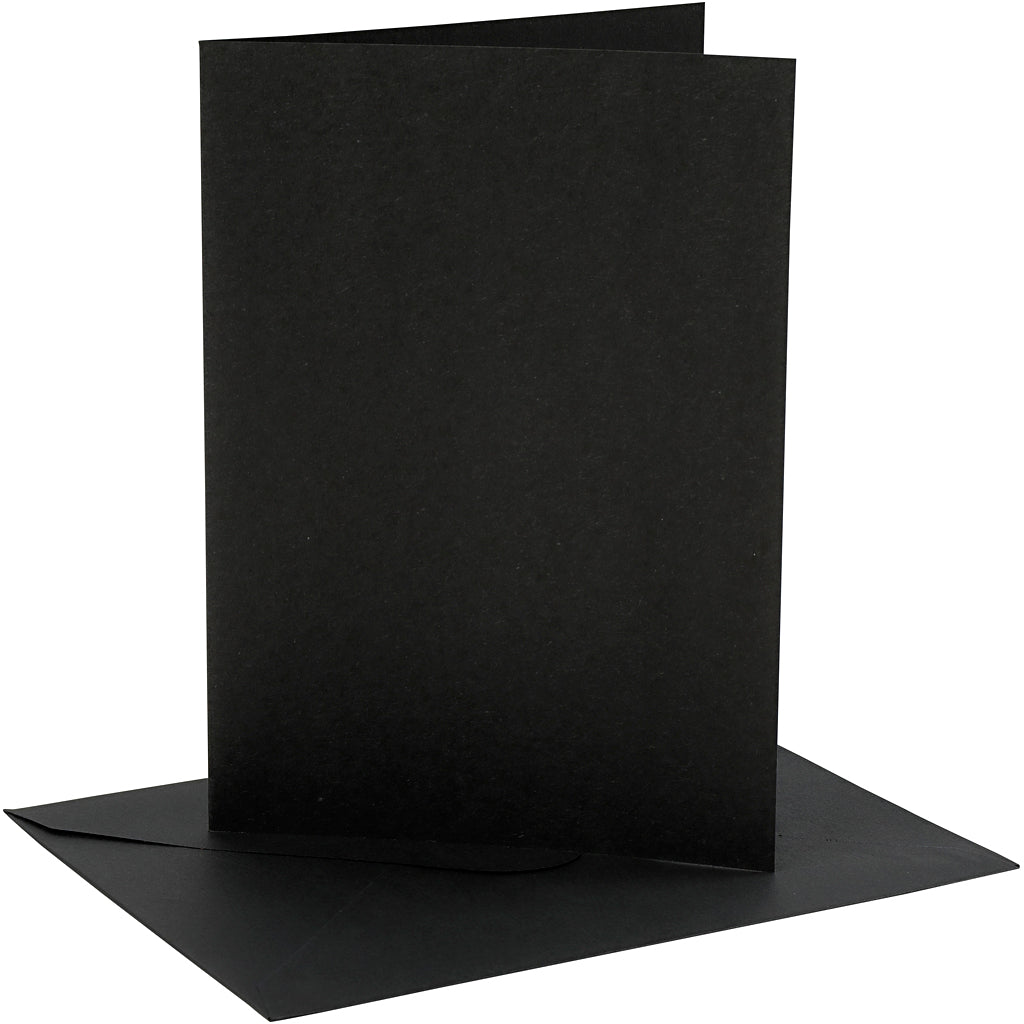 Creativ company cards and envelopes, card size 12.7x17.8 cm, envelope size 13.3x18.5 cm, 230 gr, black, 4 sets in 1 box