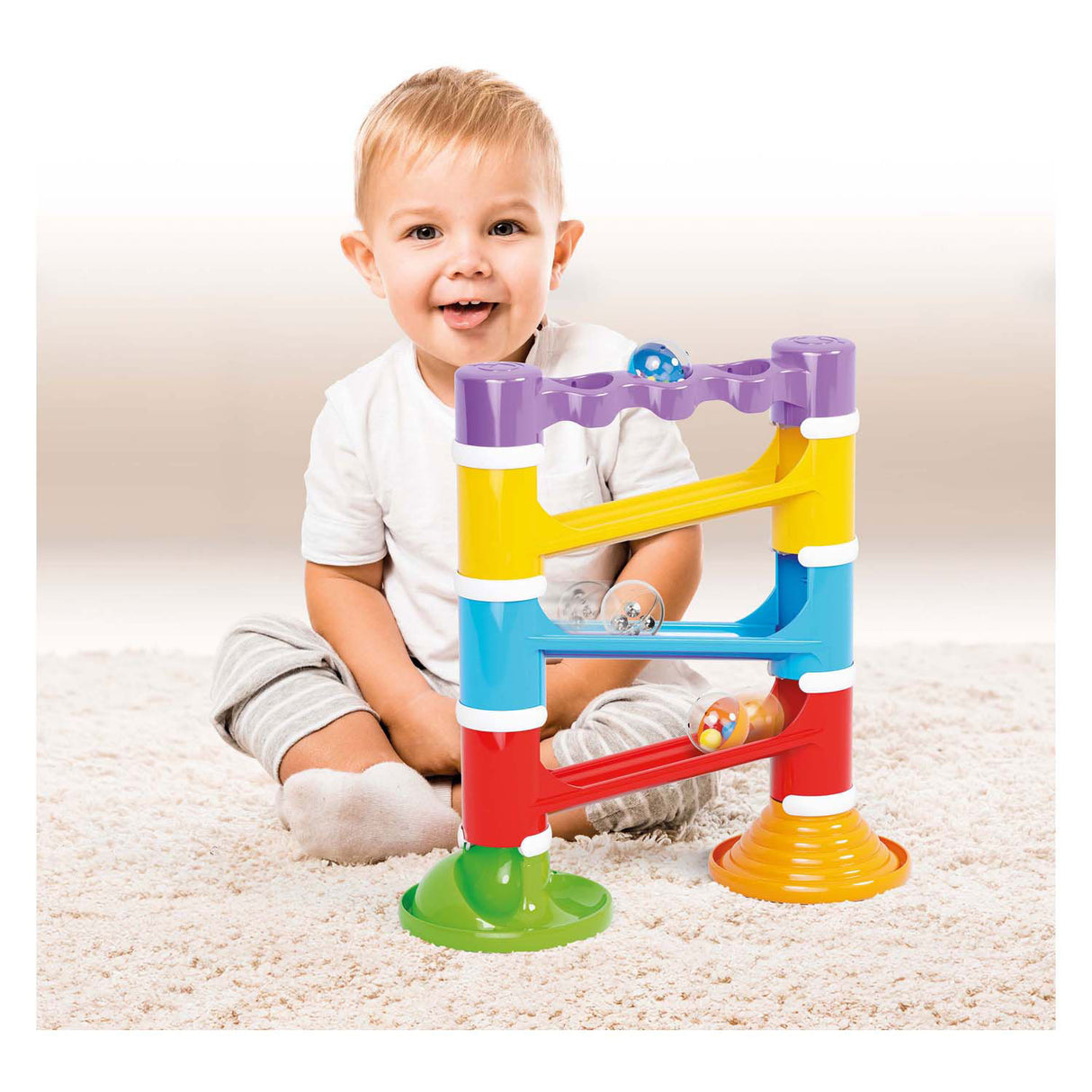 Quercetti migoga marble track tower with sound, 17 pieces.