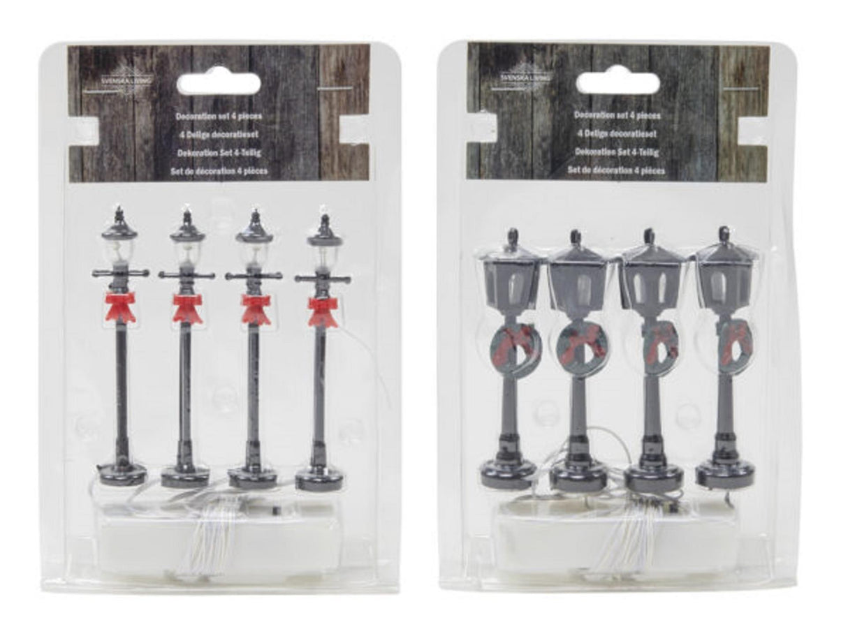 Svenska living lantaarnset voor kerstdorp 4-delig 10cm