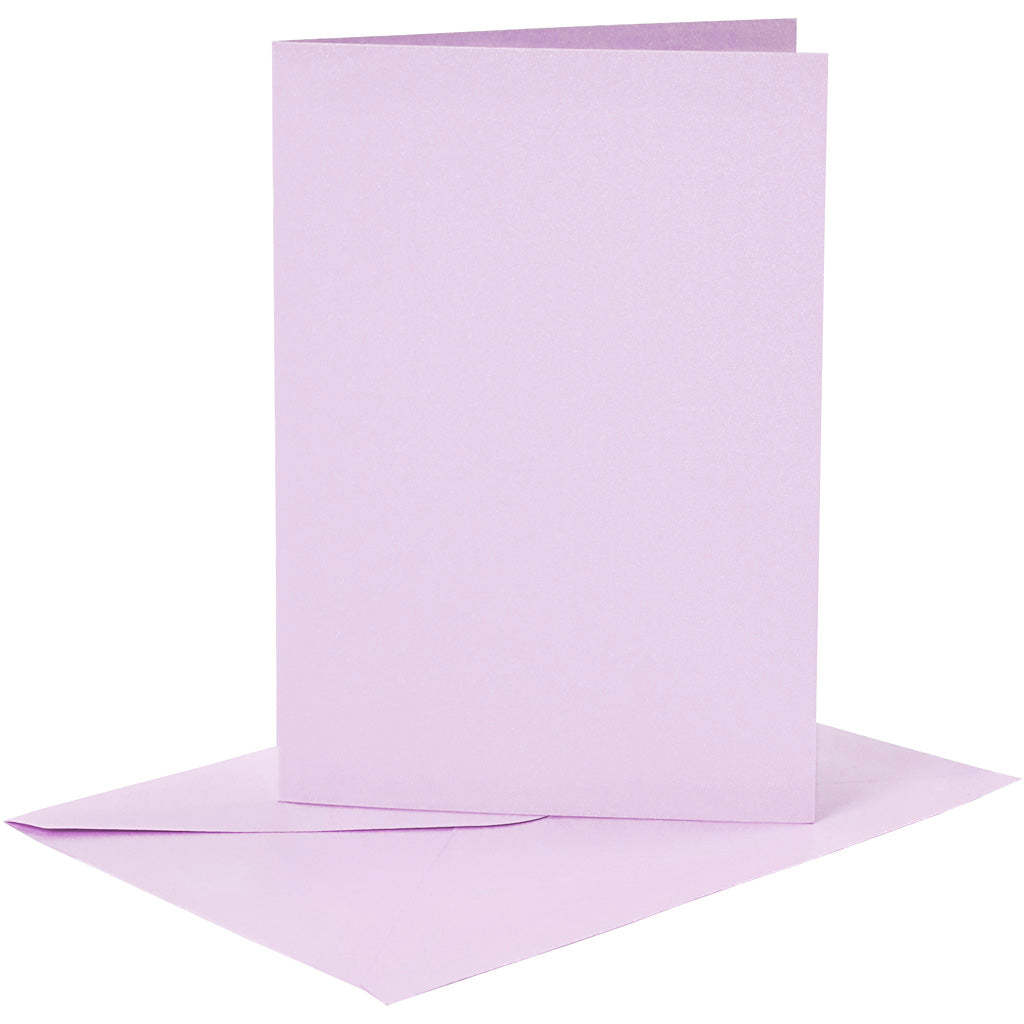 Creativ company cards and envelopes, card size 10.5x15 cm, envelope size 11.5x16.5 cm, 120+210 gr, light purple, 6 sets 1 box