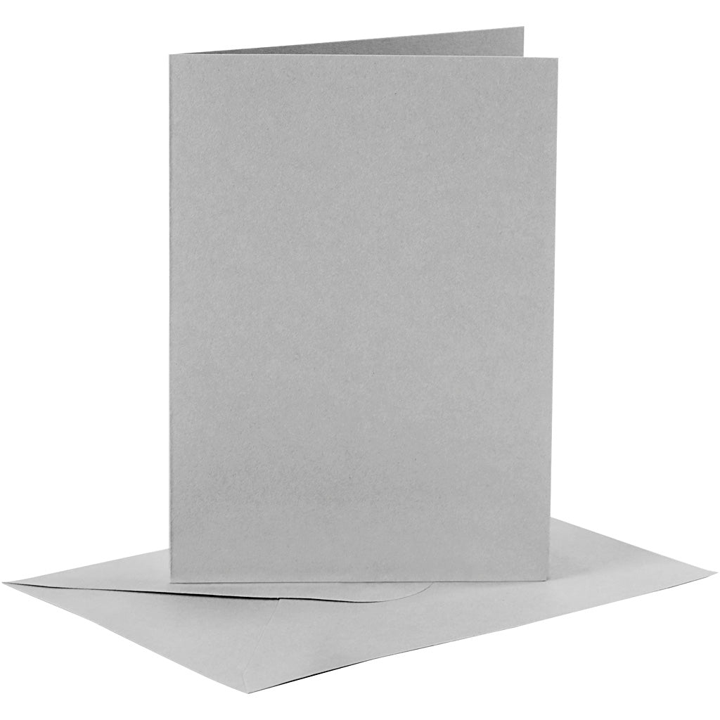 Creativ company cards and envelopes, card size 10.5x15 cm, envelope size 11.5x16.5 cm, 120+210 gr, gray, 6 sets 1 box
