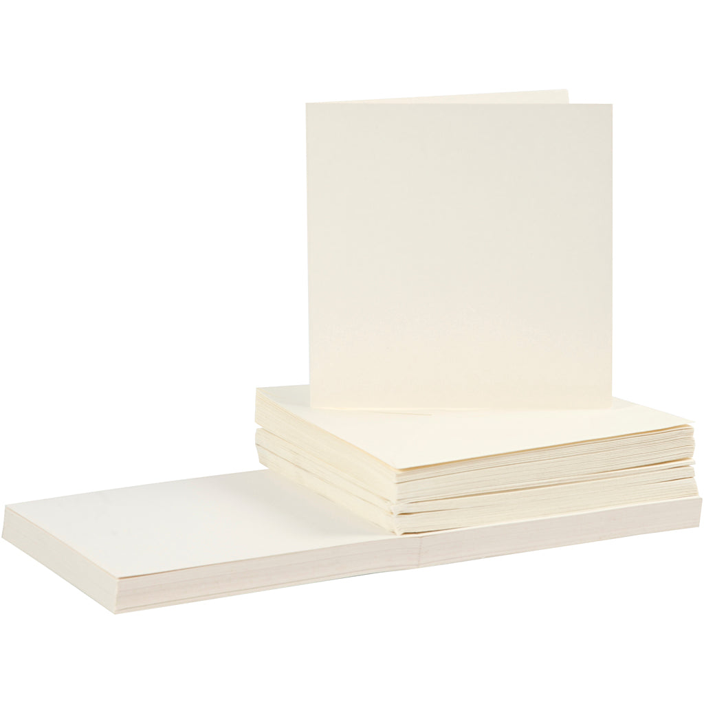 Creativ company cards and envelopes, card size 15x15 cm, envelope size 16x16 cm, 110+220 gr, off-white, 50 sets in 1 box