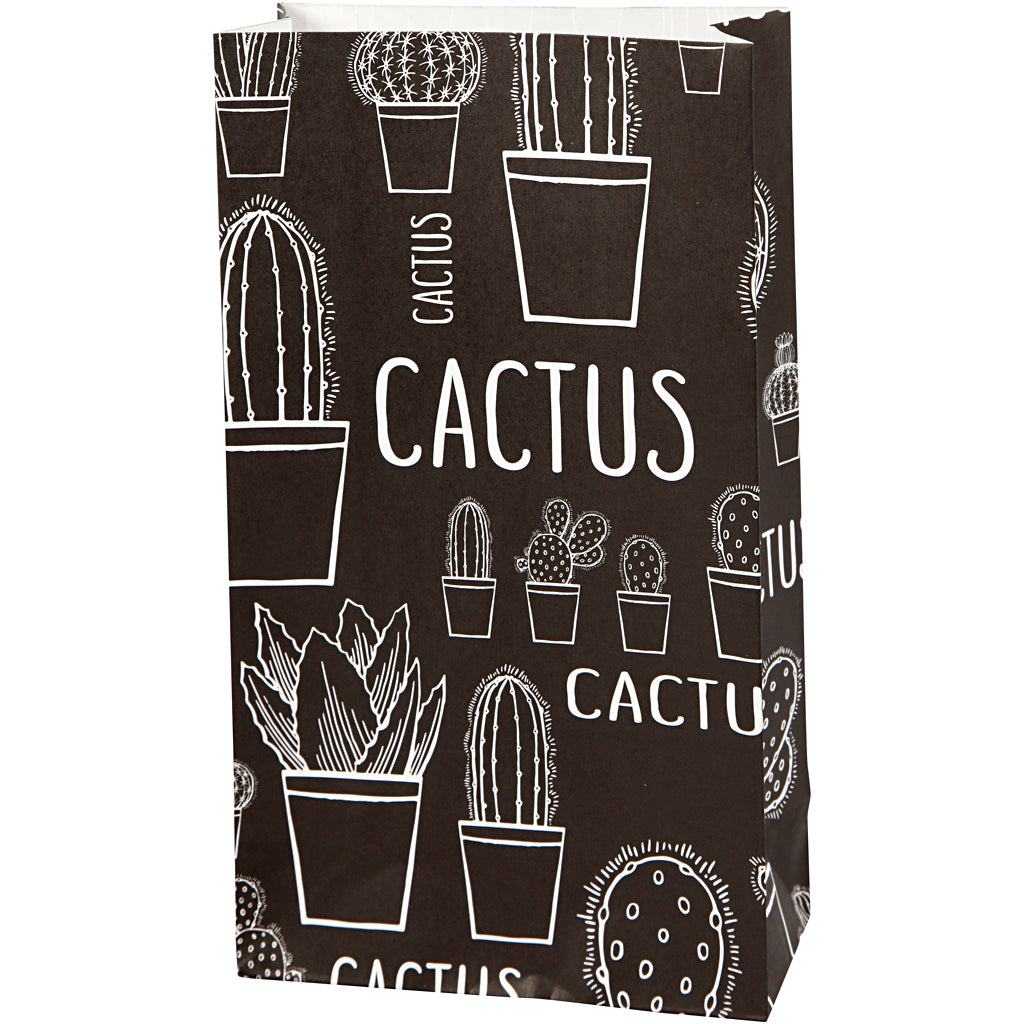 Vivi Gade paper bags, cactus, h: 21 cm, dim: 6x12 cm, 80 g, 8 pieces 1 box