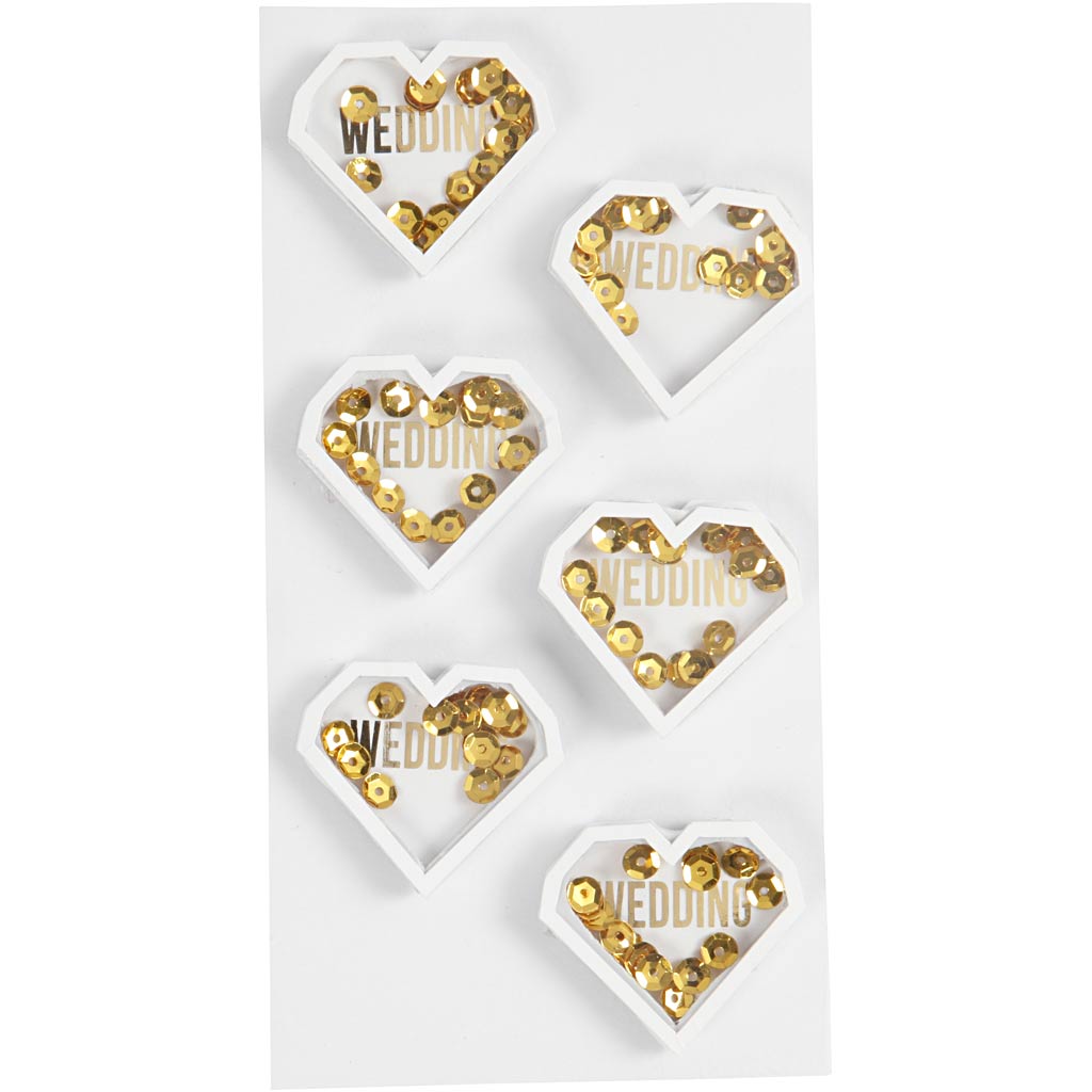 Creativ company shaker stickers, d: 4 mm, l: 32 mm, w: 38 mm, white, 6 pieces 1 box