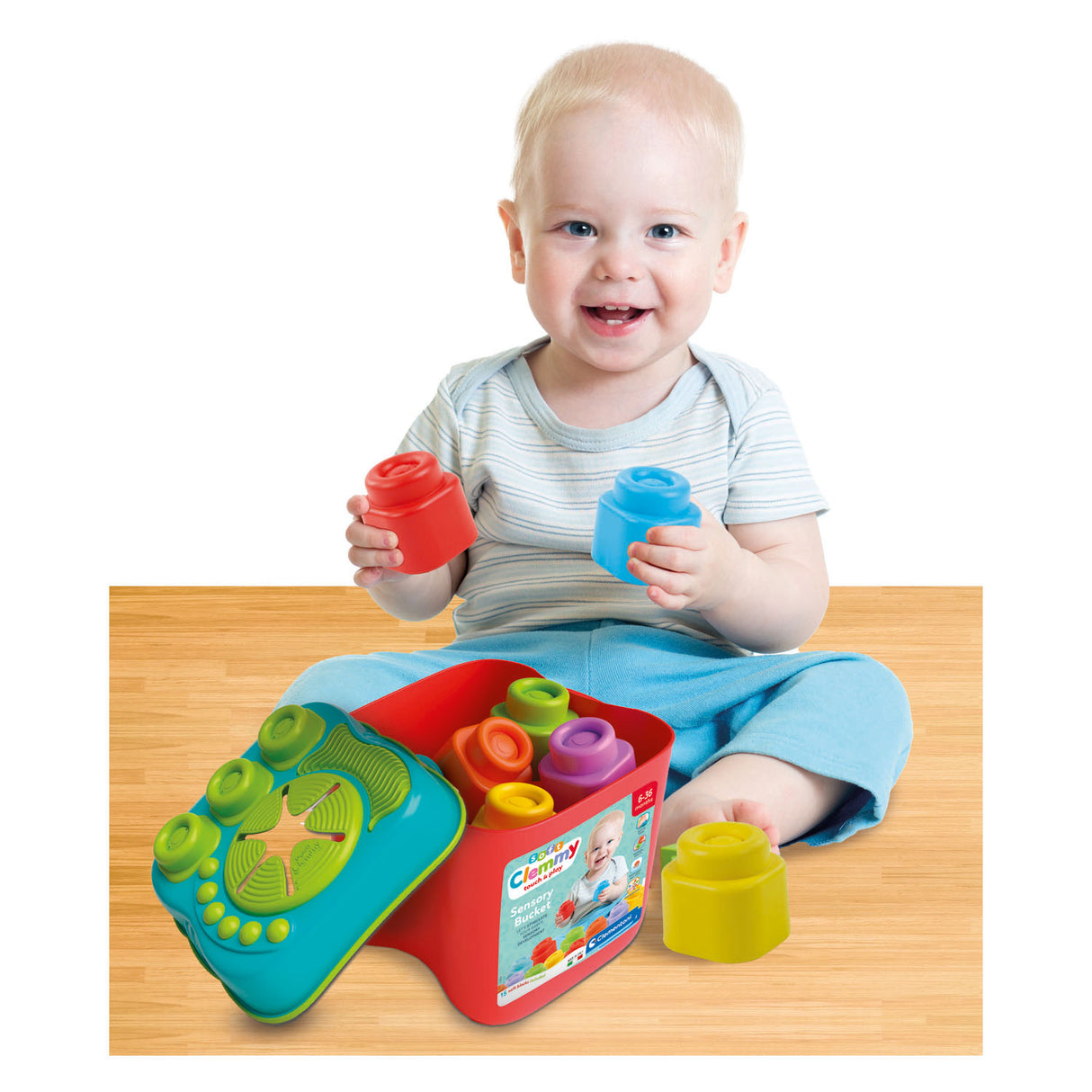 Clementoni Baby Clemmy Sensory Bucket With Blocks