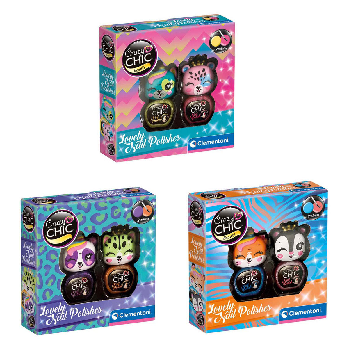 Clementoni crazy chic - nail polish animals, 2 pcs.