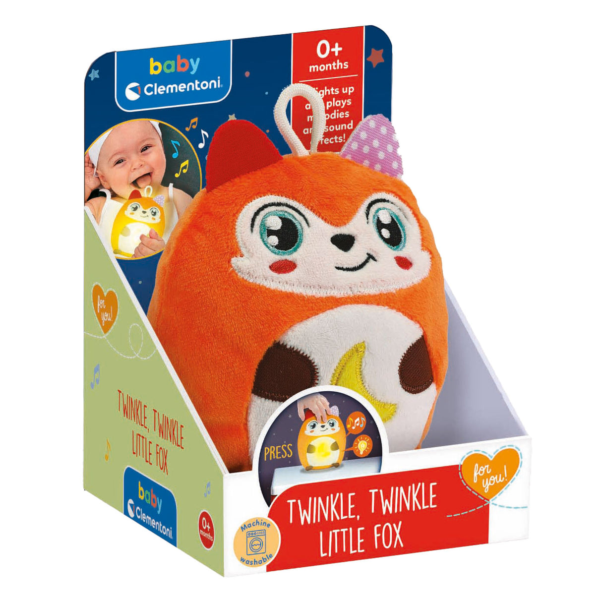 Clementoni baby twinkle winkle little fox cuddly toy night light