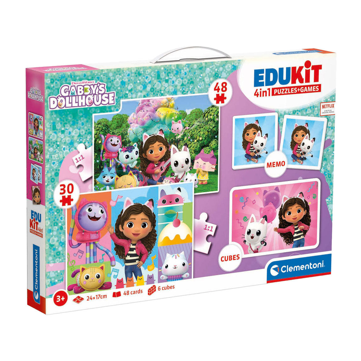 Clementoni gabby's dollhouse edukit 4 em 1 quebra-cabeças e jogos