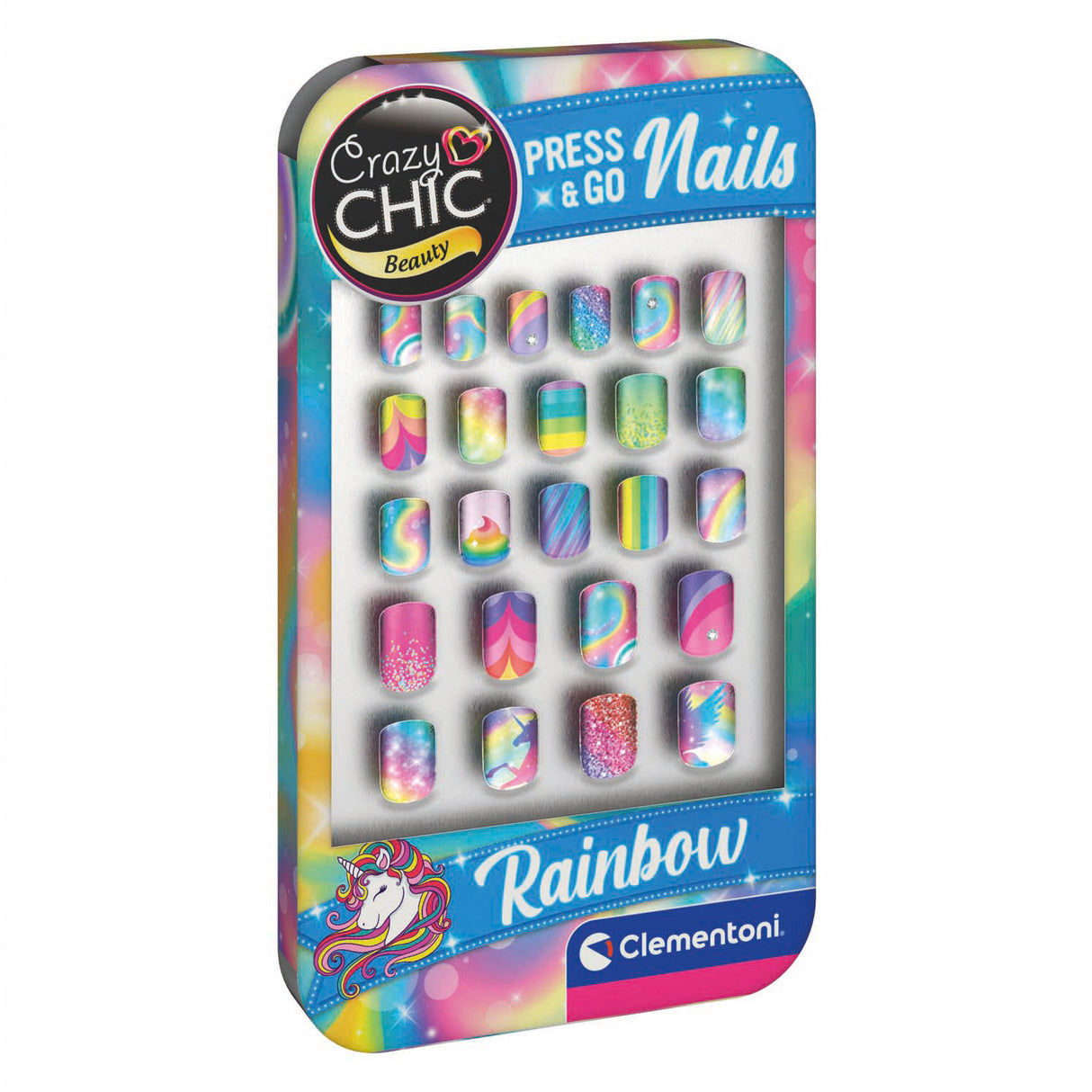 Clementoni crazy chic press go nails - vaivorykštė