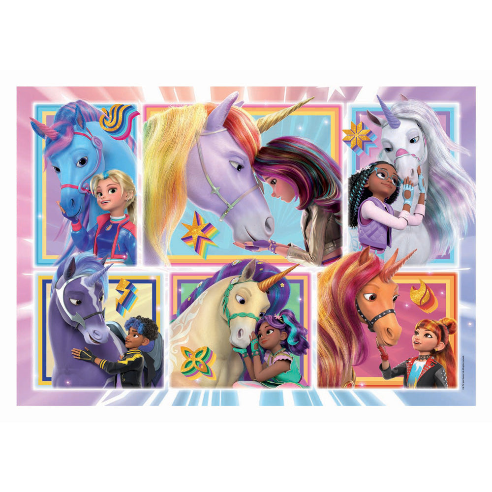 Clementoni puzzel unicorn academy - 6 portreten, 104dlg.
