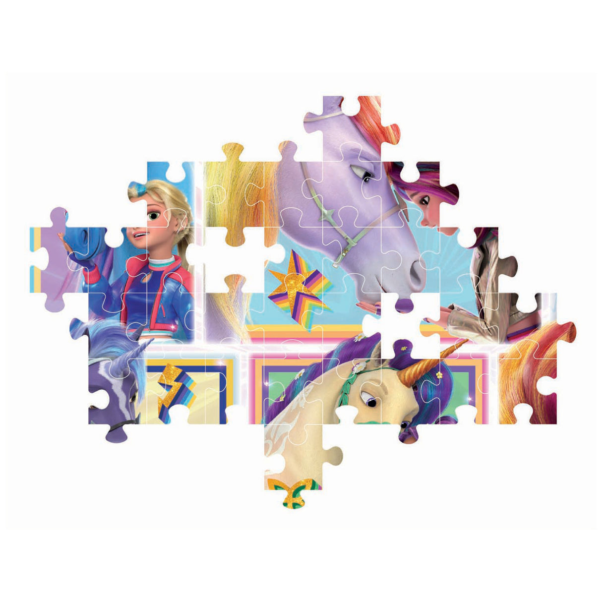 Clementoni puzzel unicorn academy - 6 portreten, 104dlg.