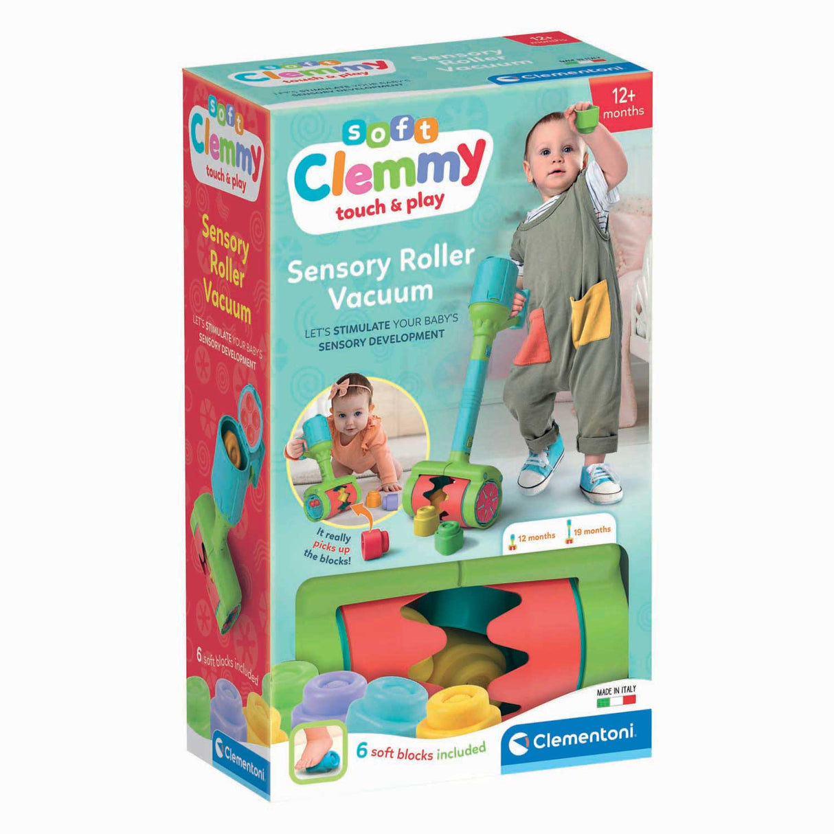 Clementoni soft clemmy vacuum cleaner with 6 blocks