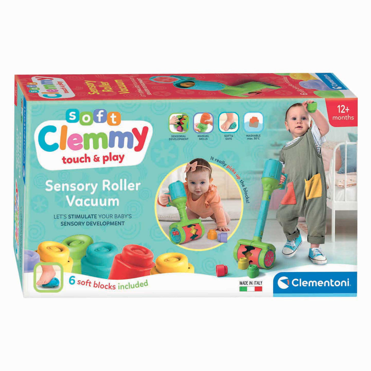 Clementoni soft clemmy vacuum cleaner with 6 blocks
