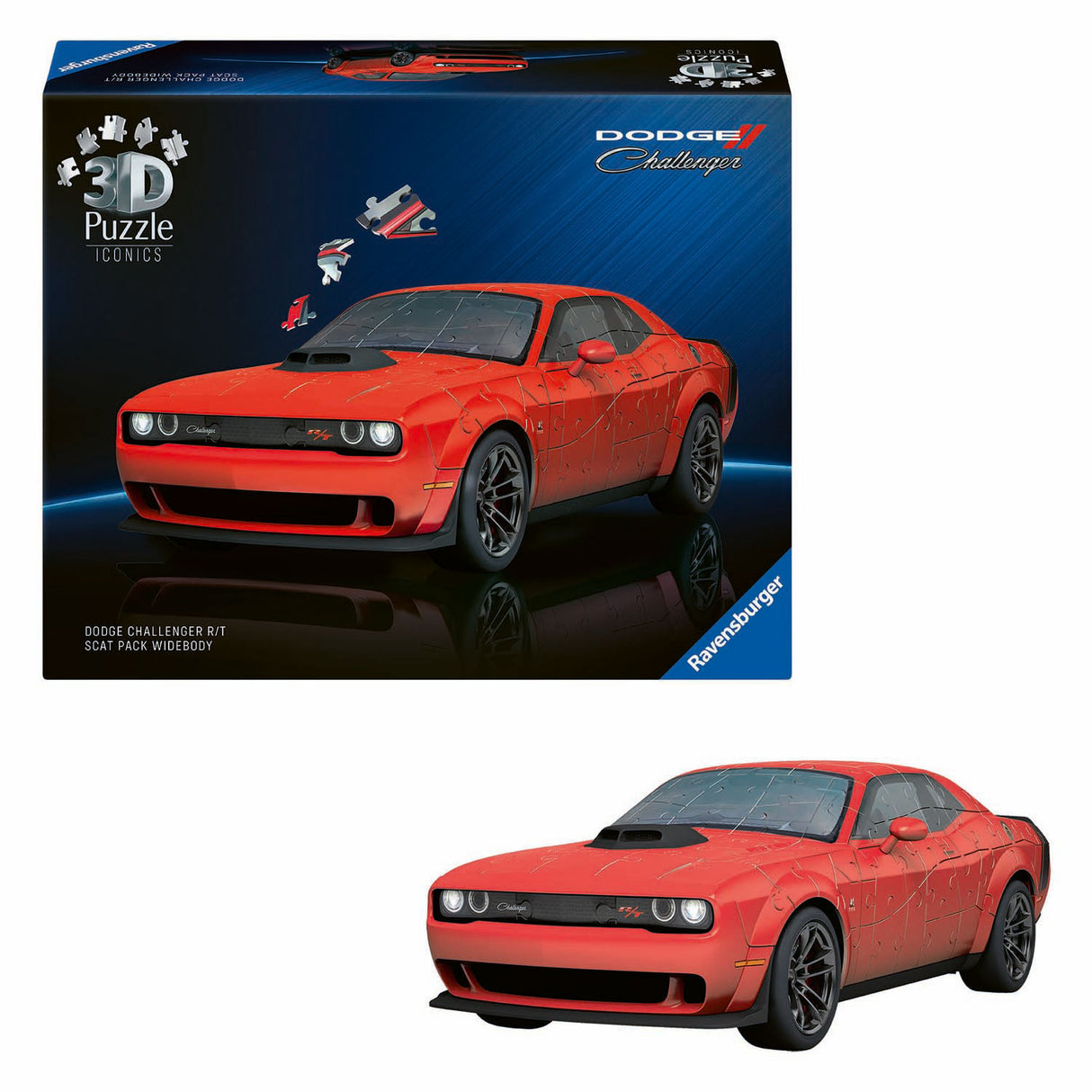 Puzzle 3D Ravensburger Iconics Dodge Challenger - 167 elementów.