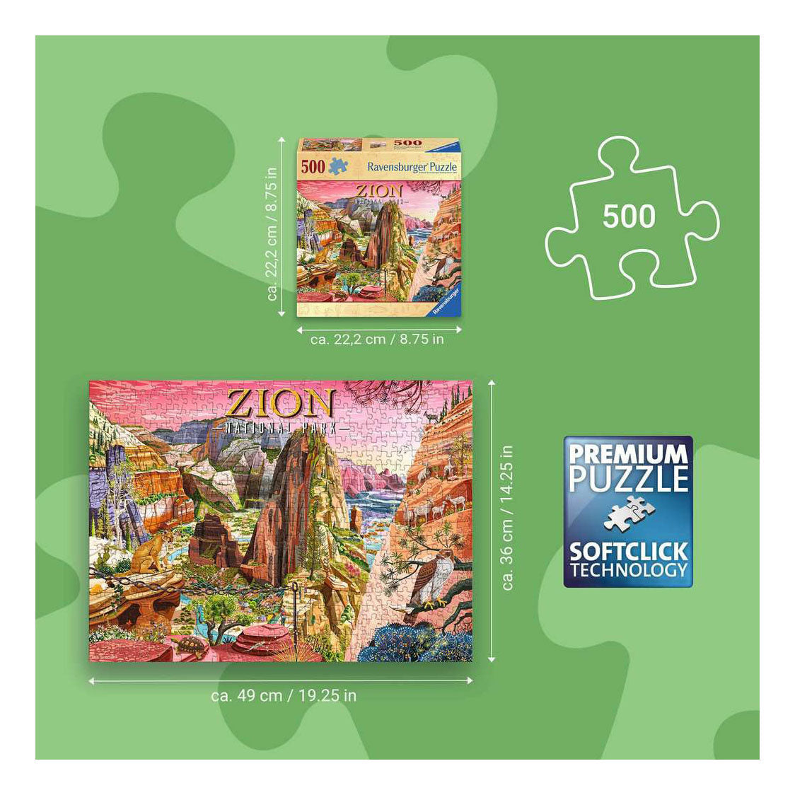 Ravensburger Jigsaw Puzzle Zion National Park - 500 pieces.