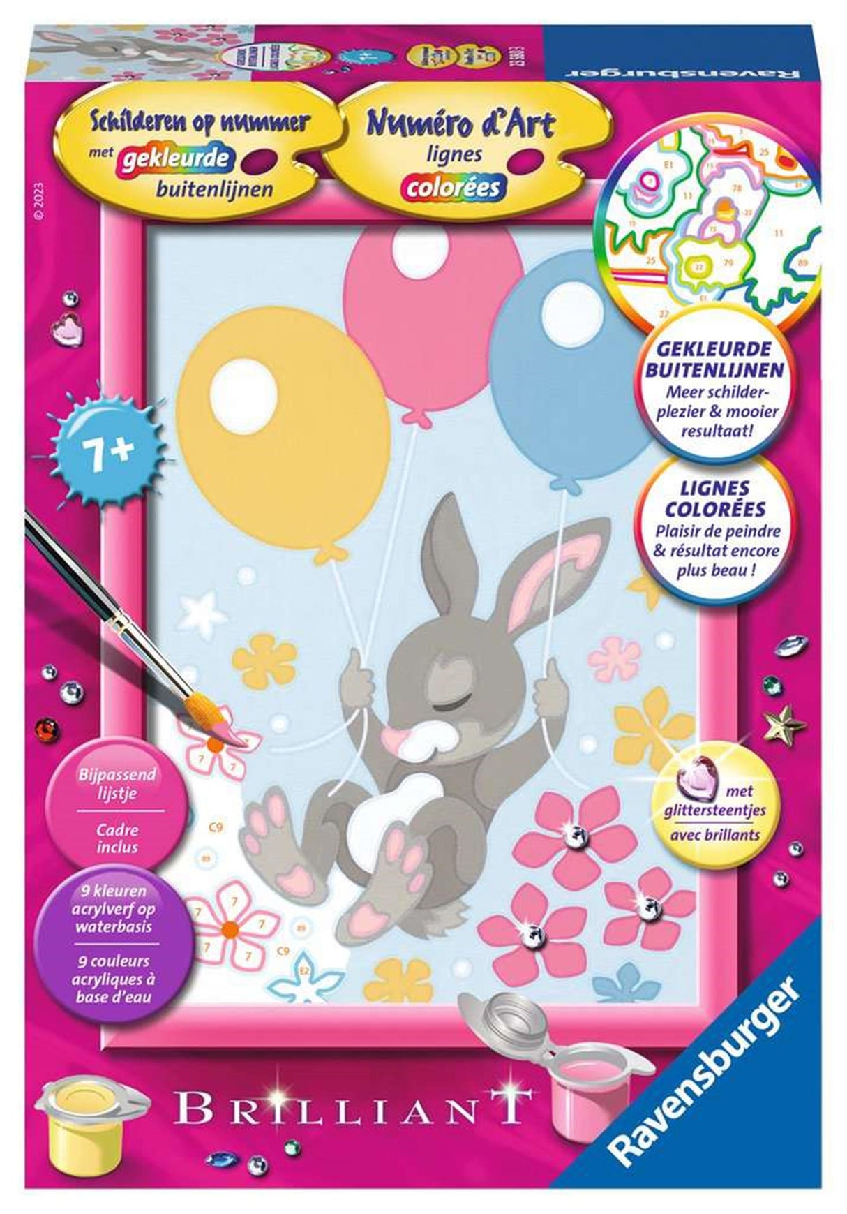Ravensburger -Gemälde von Number Rabbit mit Glitzer