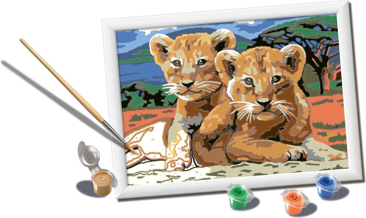 Pintura de Ceart Ravensburger no número - Kleine Leeuwenwelpjes