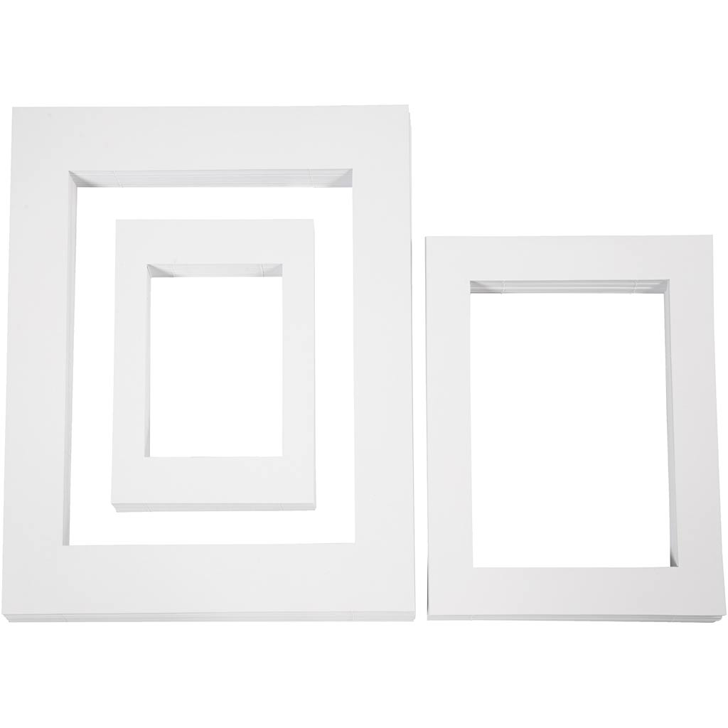 Creativ company passepartout lijsten, a3,a4,a5, afm 19,7x27,9+28,3x36,6+39,5x49,6 cm, 500 gr, wit, 3x100 stuk 1 doos