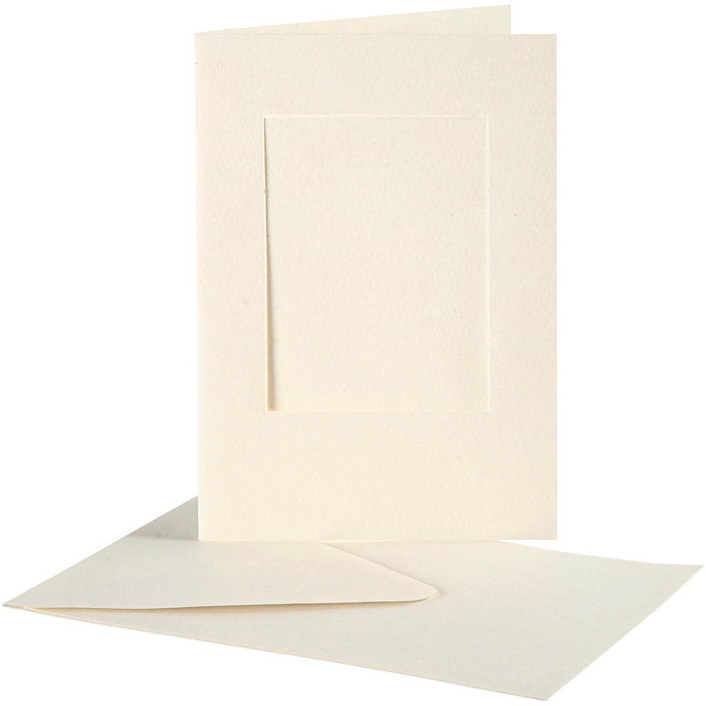 Creativ company passepartout cards, rectangular, card size 10.5x15 cm, envelope size 11.5x16.5 cm, off-white, 10 sets 1 box