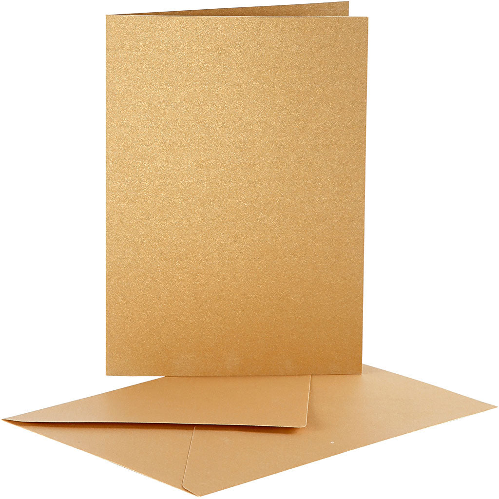 Creativ company mother-of-pearl cards and envelopes, card size 10.5x15 cm, envelope size 11.5x16.5 cm, gold, 10 sets 1 box