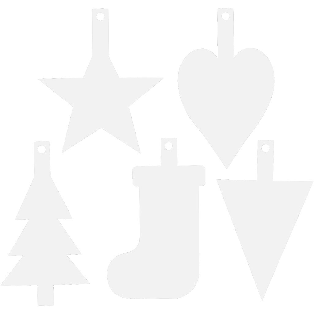 Creativ company kerst ornamenten, h: 23,5-26,5 cm, b: 15,5-20,5 cm, wit, 100 stuk 1 doos