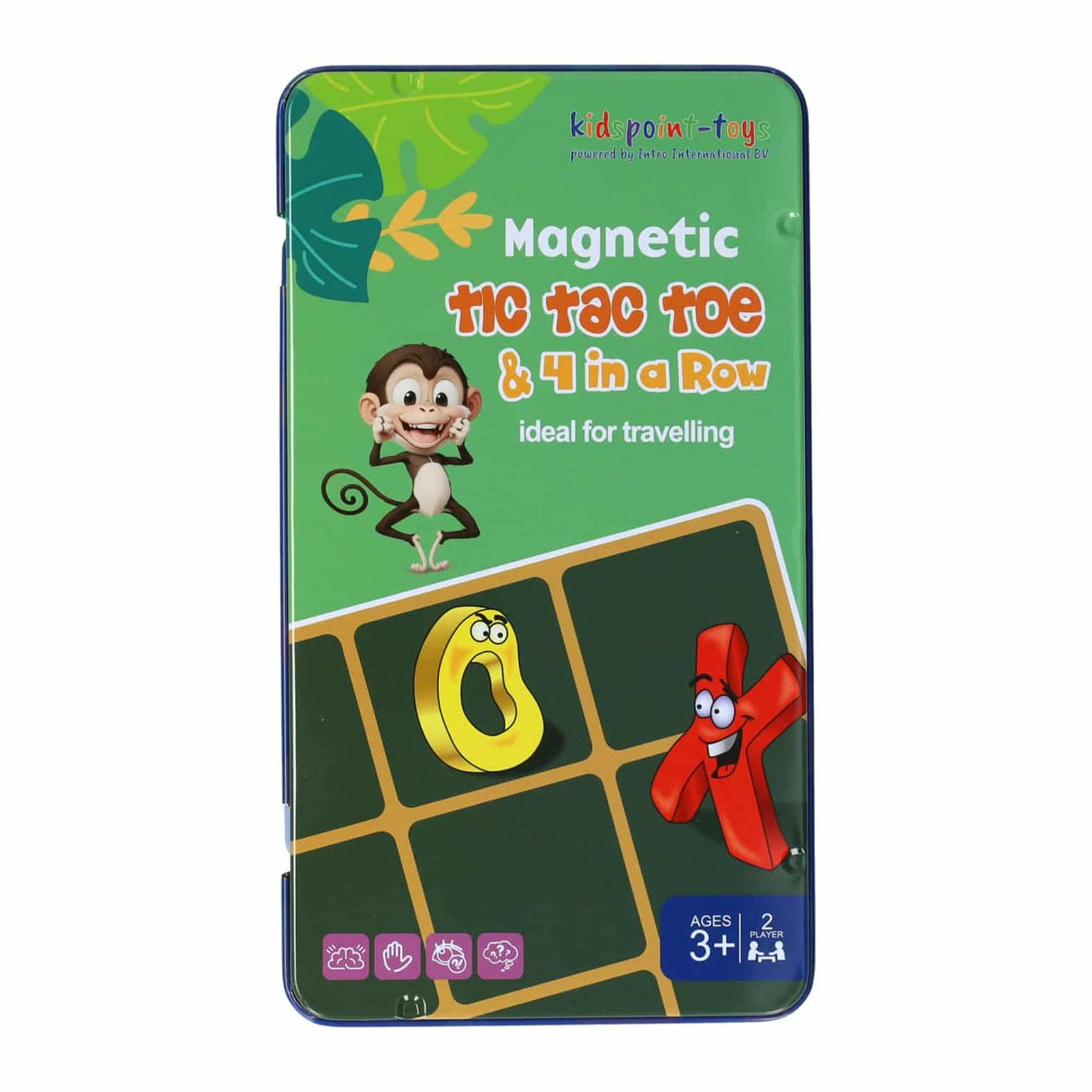 Intro magnetische reisspel in blik tic, tac, toe 4 op een rij