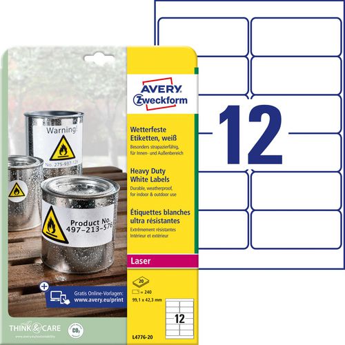 Ultra sterke etiketten avery l4776-20 99,1x42,3mm