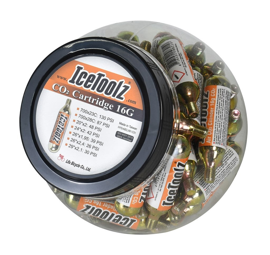 Cartuchos de co2 Icetoolz 16 gramos con rosca A821 (frasco de 50 piezas)