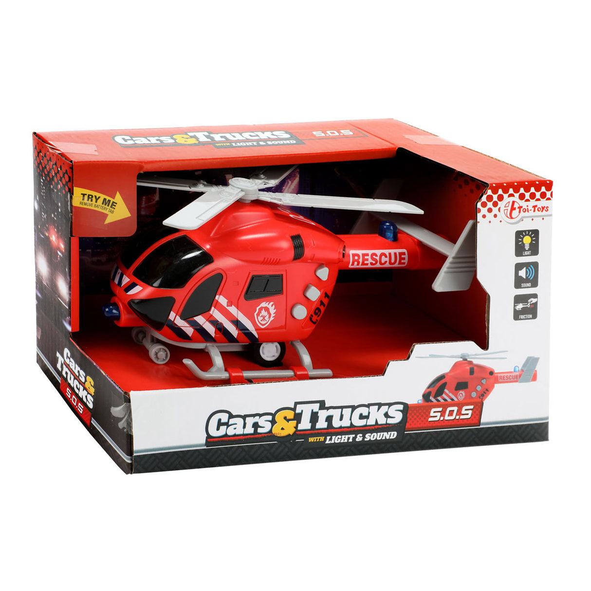 Toi-Toys Fire Brigade Helicopter med lys og lyd