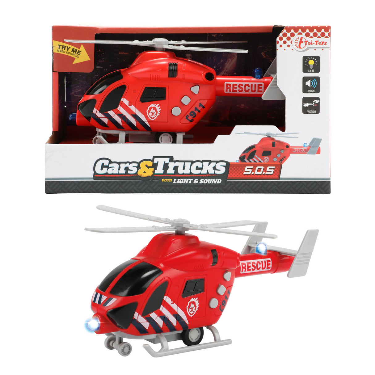 Toi-Toys Fire Brigade Helicopter med lys og lyd