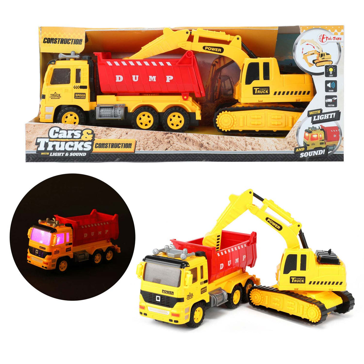 Toi-toys auto camion inclinata camion con escavatore