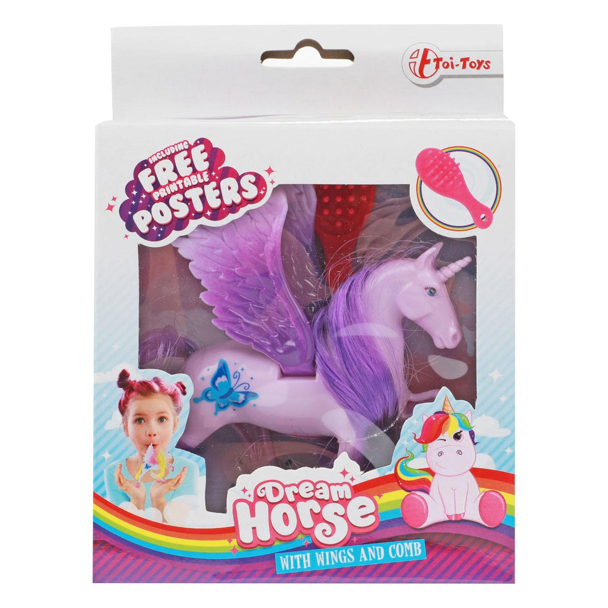 Dream Horse unicorn play figure Pegasus with brush