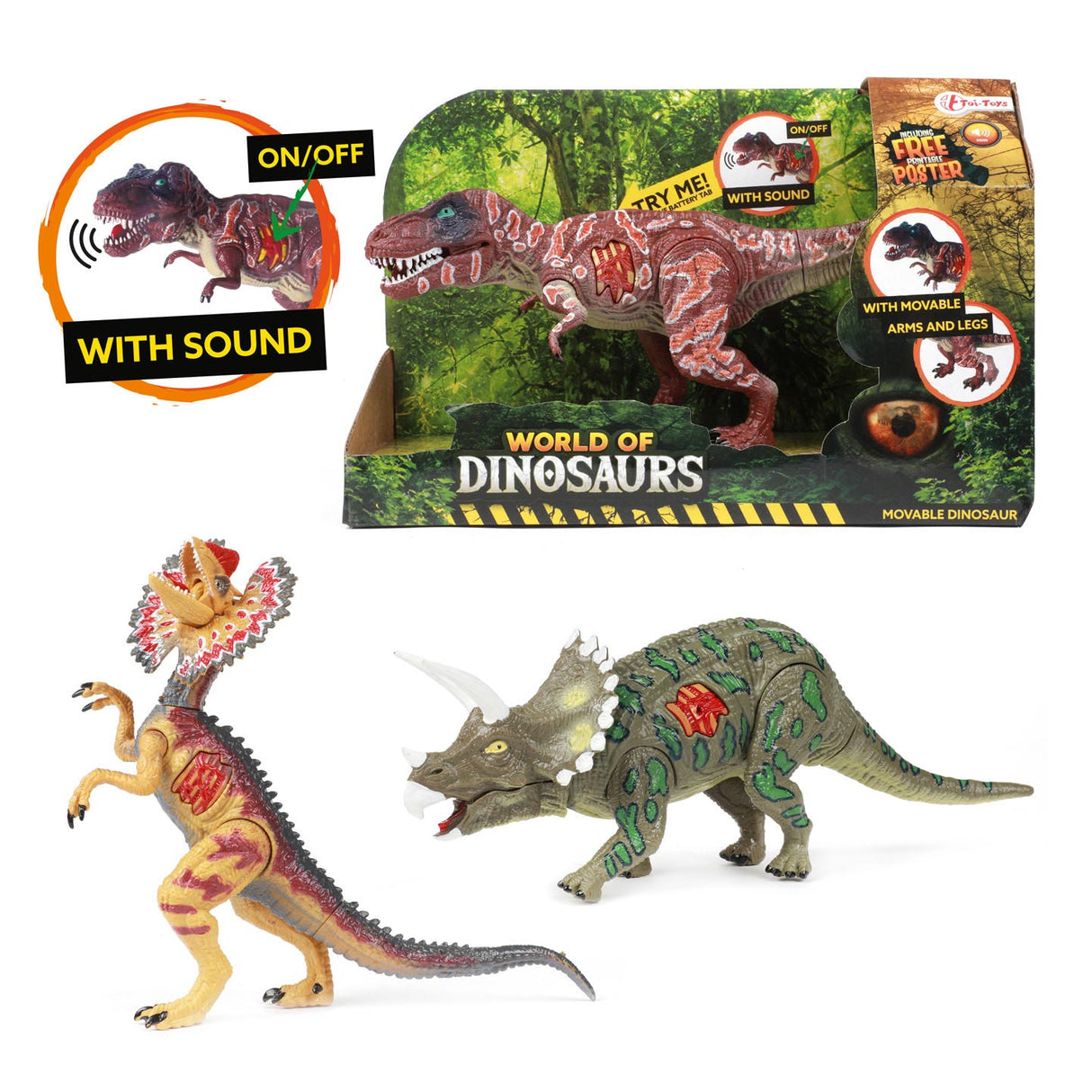 World of Dinosaurs Dilophosaurus, Movable with sound