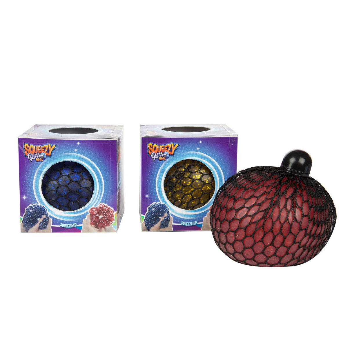 Toi-toys lëscht glitters squeze Ball an net, 10cm