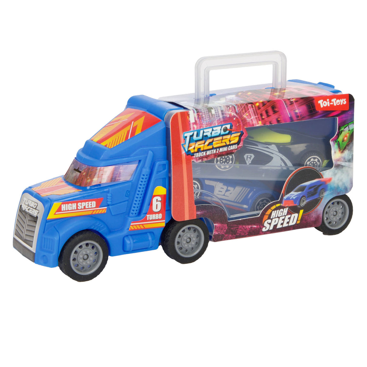 Toi-Toys Turbo Racers Truck con auto da corsa, 3DLG.