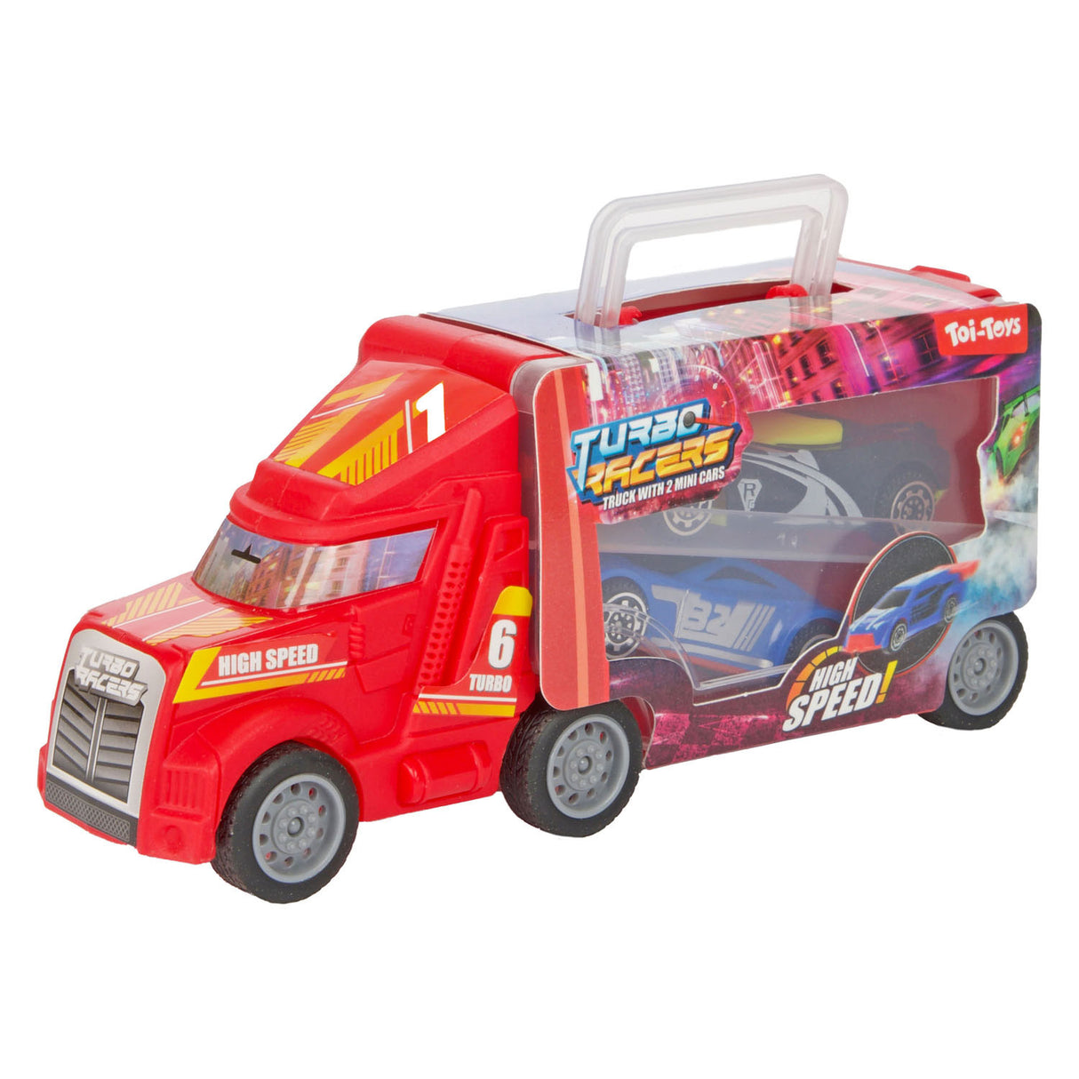 Toi-Toys Turbo Racers Truck con auto da corsa, 3DLG.
