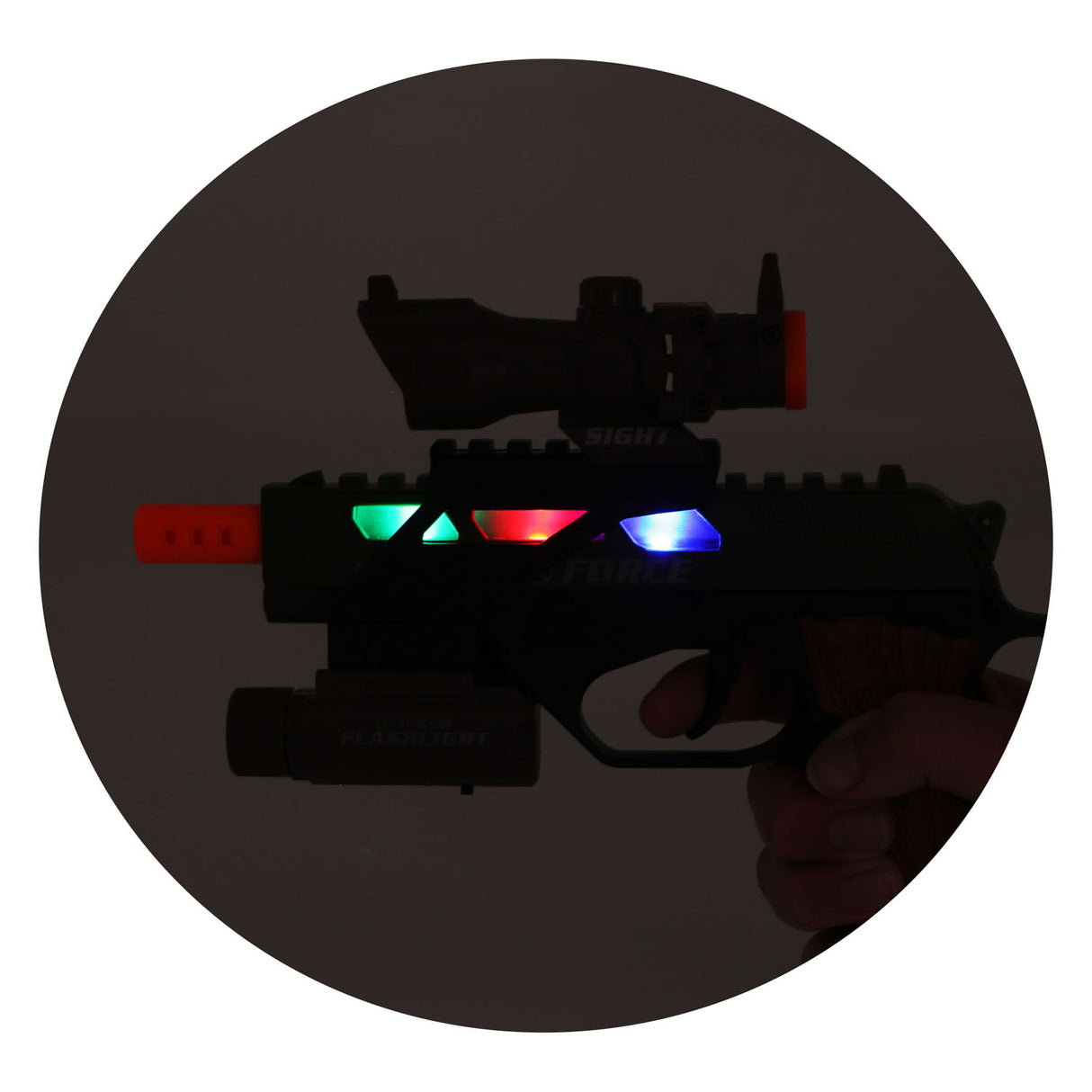 Toi-Toys Alfafox gun militarily with light and sound and flashlight