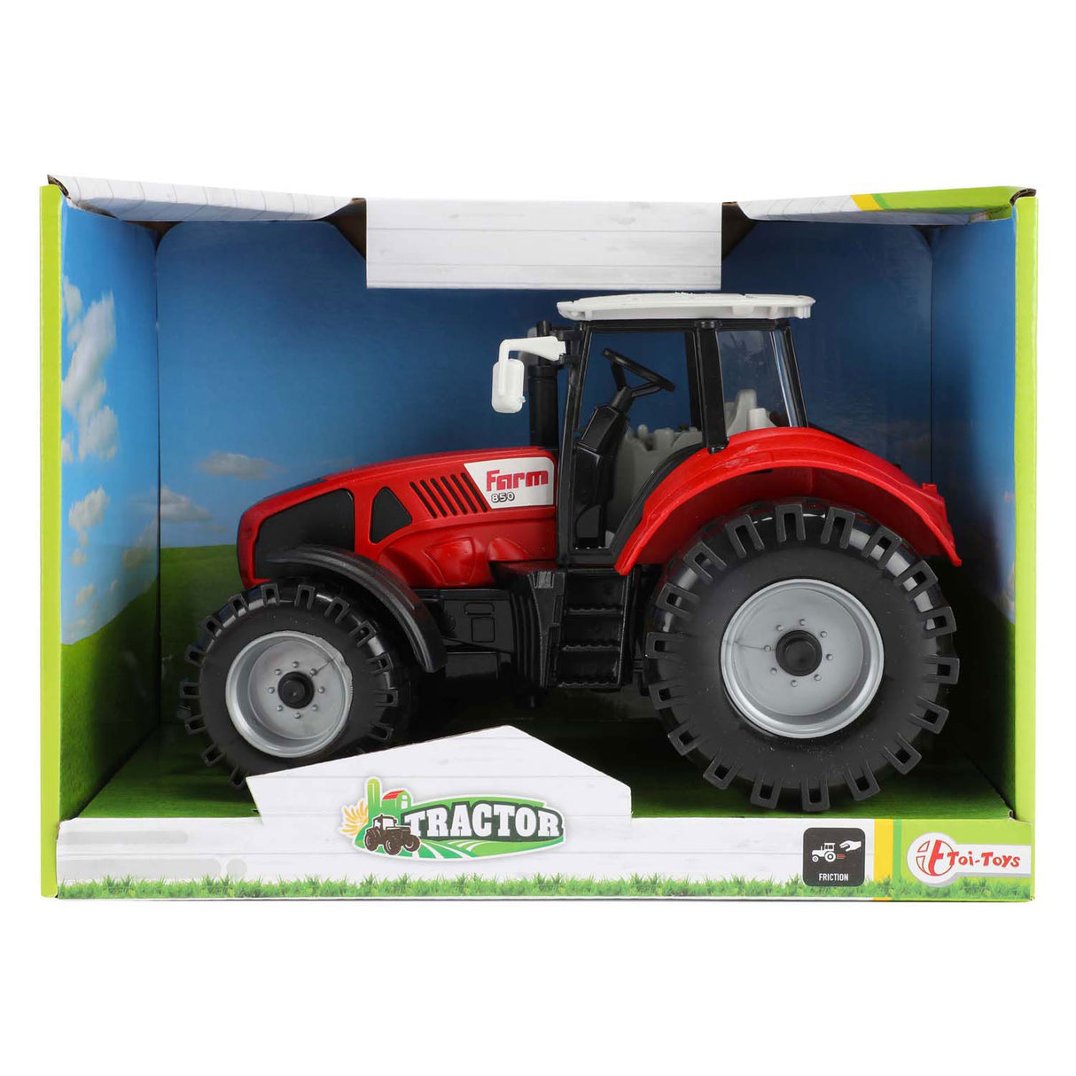 Tractor with friction 19 cm red black