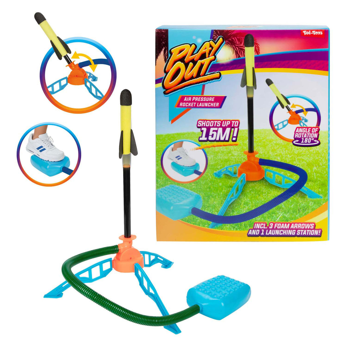 Toi-Toys Play Out air pressure Rocket Launch Base with 3 rockets