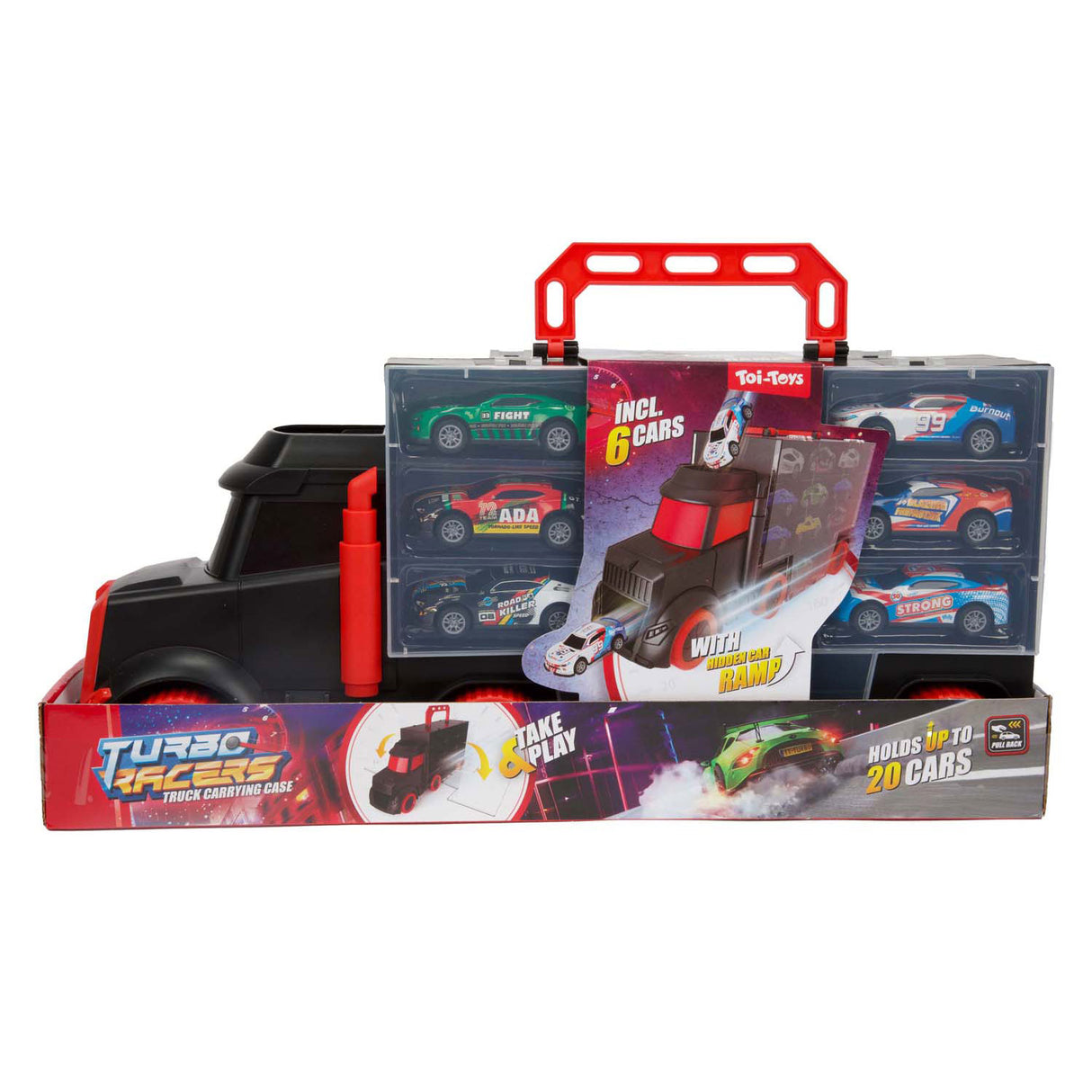 Toi-Toys Turbo Racers Truck avec 6 voitures de course de traction