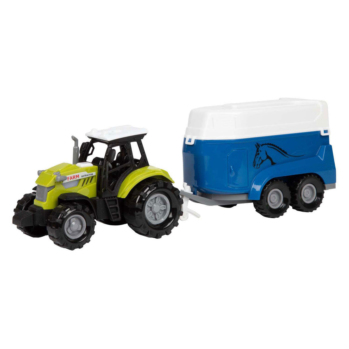 TOI-TOYS Tartere Jore Traktor an Trailer mat Liicht a Sound, 10 cm