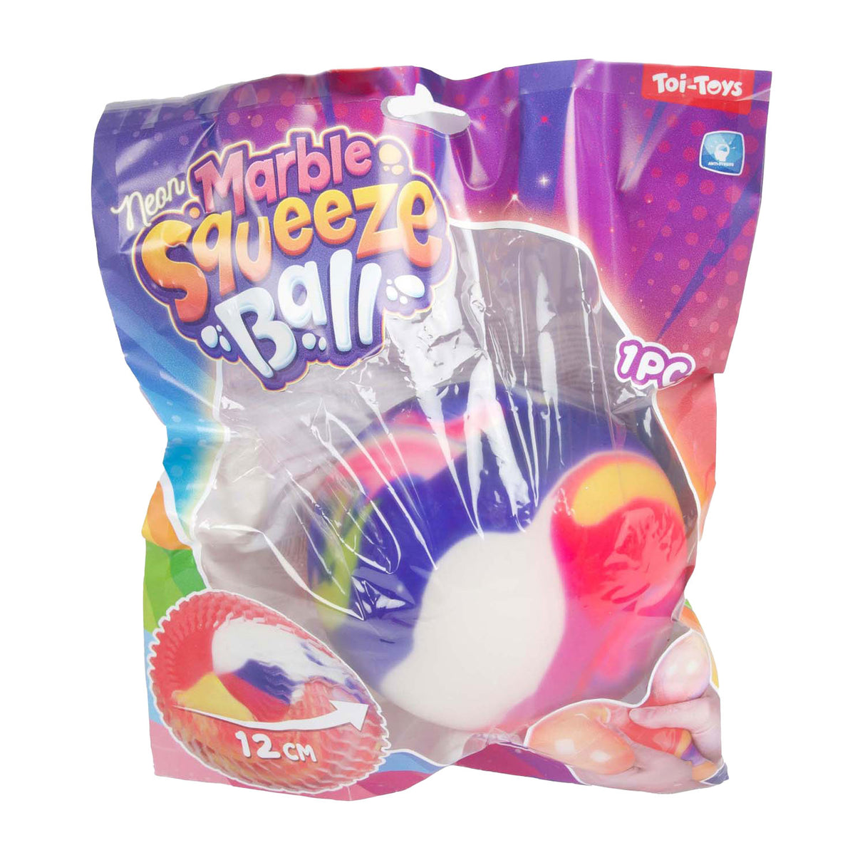 Toi-toys fun squeeze ball neon marble with foam, 12 cm