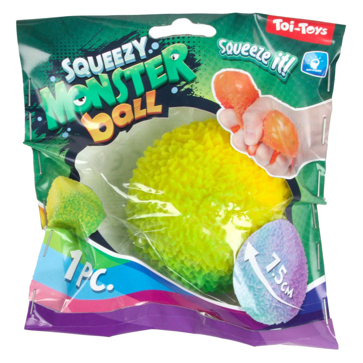 Toi-Toys Fun Textuurknijmbal Moss filled with foam, 8 cm