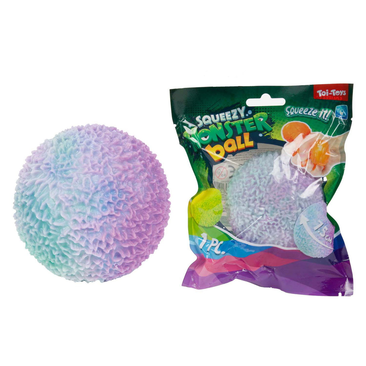Toi-Toys Fun Textuurknijmbal Moss filled with foam, 8 cm