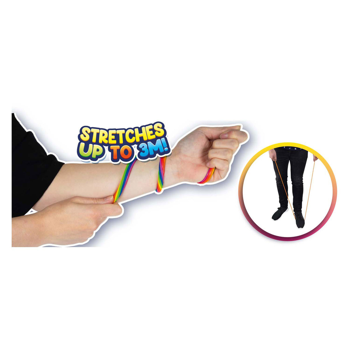 Toi-toys Fun divertente Rainbow di corda super elasticizzabile, 2 °.