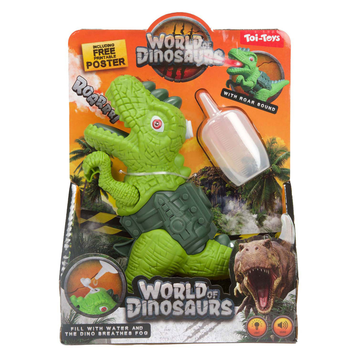 Welt vun Dinosaurier DinoTool mat Spray an Liicht an Toun