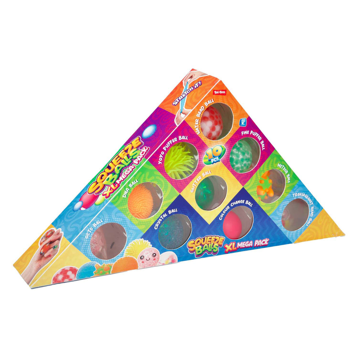 Toi-toys fun knijpballen -sensory triangle- 5cm 10st