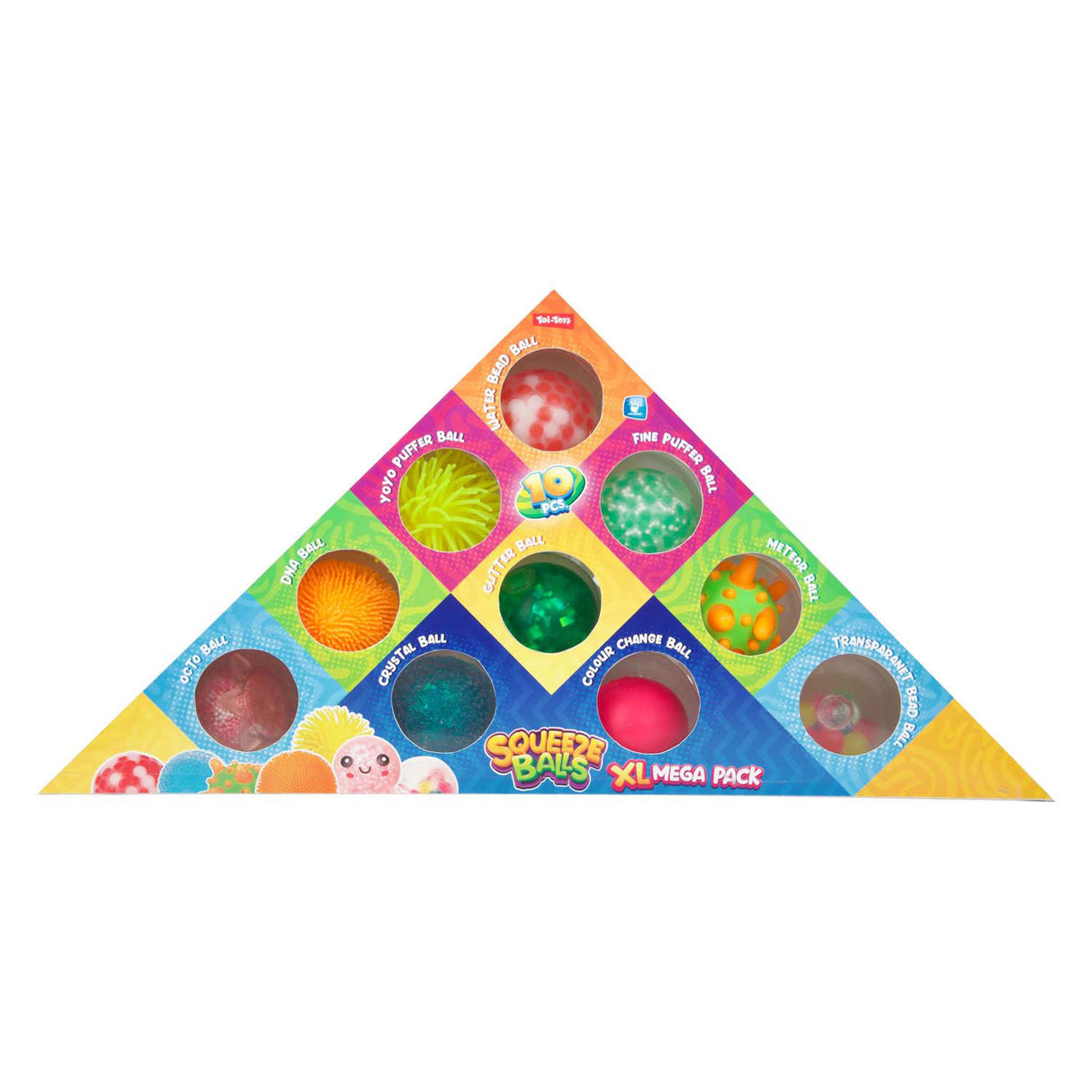 Toi-toys fun knijpballen -sensory triangle- 5cm 10st
